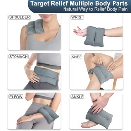 Atsuwell Heating Pad Microwavable for Pain Relief, 6 x 11 Multipurpose Microwave Heating Pad for Cramps, Neck and Shoulders, Knee, Muscles, Joints, Back Pain, Moist Heat Pack for Warm Compress, Grey