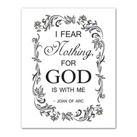 TJ Originals - Joan of Arc Quotes Wall Decor , Joan of Arc Christian Bible Quote Decor , Bible Verse Wall Print , Bible Quote 11 x 14 Wall Print , Inspirational Poster Gift for Family & Friends , Birthday Gifts for Women (Floral Border)