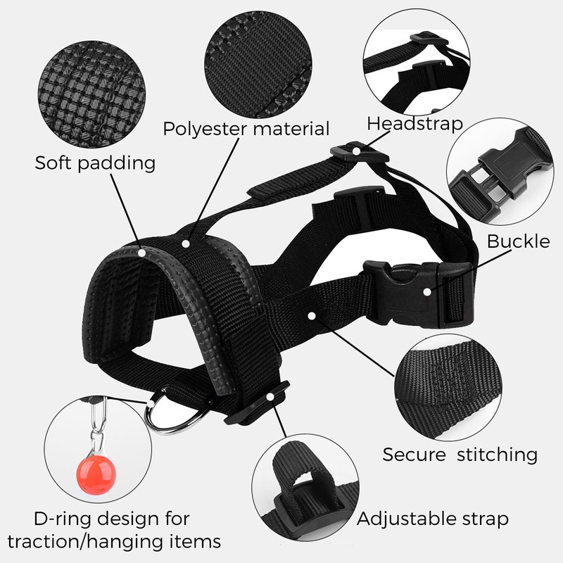 Head Strap Dog Muzzle Prevent from Taking Off by Paws