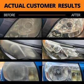 Toretark No-Sand Car Headlight Restoration Kits (100ML Cleaning Solution + 10ML Crystal Coating Agent), Repairs Oxidized And Yellowed Headlights, Crystal Clear Coating, Car Care Product