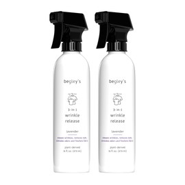 Begley's 3-in-1 Wrinkle Remover, Quick Fix Wrinkle Release, Static Cling Remover, Odor Eliminator and Fabric Refresher Spray - Plant-Derived, USDA Certified Biobased - Lavender, 16 oz, 2 Pack