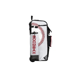 Boombah Rolling Catchers Superpack Baseball/Softball Gear Bag - 23-1/2" x 13-1/2" x 9-1/2" - Baseball 2 White/Red/Black - Telescopic Handle - Holds 4 Bats - Wheeled Version