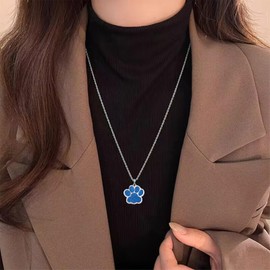 QLUYCKW 3PCS Paw Print Friendship Necklace Bracelet Set for Women Cute Pubby Pet Animals Paw Print Adjustable String Bracelet Dog Lover Friendship Jewelry, Medium, Zinc, No Gemstone