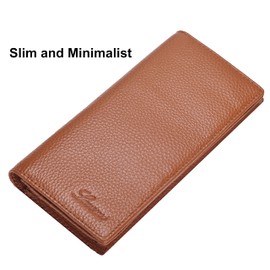 Lavemi Ultra Slim Thin Leather Women Wallet RFID Blocking Credit Card Holder Bifold Long Ladies Billfold (Brown)