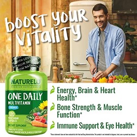 NATURELO Mens Multivitamins - One Daily Multivitamin for Men with Vitamins, Minerals & Organic Whole Foods, Boost Energy & Health, Non-GMO, 120 Vegeta