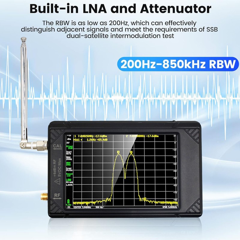 Mini Handheld Spectrum Analyzer 100kHz to 5.3GHz 4in Spectrum Analyzer