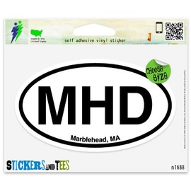 MHD Marblehead MA Oval Vinyl Car Bumper Window Sticker 5" x 3"