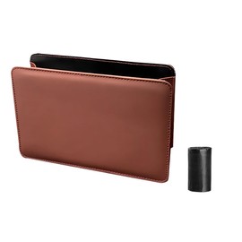 ZIMISI Car Trash Can, Mini Hanging Auto Leather Foldable Garbage Organizer Holder, Vehicle Storage Bag Container with 1 Roll Trash Bag, Portable Waterproof Dustbin for Truck Car SUV (Saddle Brown)