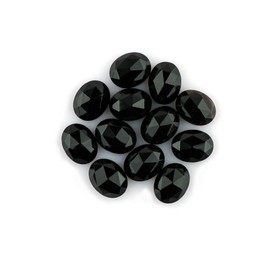 4 Pcs,9x7 MM, AURA GEMS Natural Black Onyx,Cabochon, Oval Shape, Rose Cut, Jewelry Making Supply, Chakra Energy Healing Gemstone, Real Crystal, Birthstone, Wholesale deal