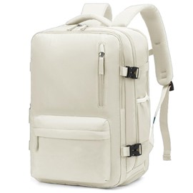 JIAMIAN Large Capacity Travel Bag, Airline Boarding Bag, Short Distance Travel Backpack, Boarding Storage with Independent Shoe, 15.6-Inch Computer, Suitable for Both Men and Women (Off White)