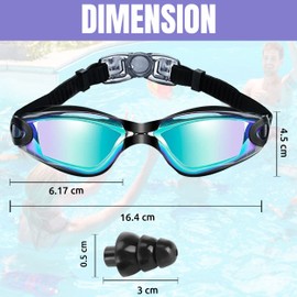 NASK Swimming Goggles with Cap, Quick Adjustable Swim Goggles for Adults Men Women & 8+ Age Kids with Nose Clip & Earplugs, Anti-Fog Clear Vision UV Resist Mirrored Lens Non-Leaking Goggles