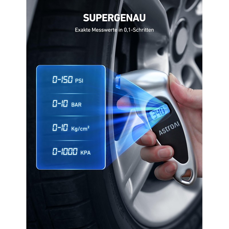 AstroAI Tyre Pressure Tester, Digital Air Pressure Gauge with Large