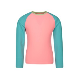 Mountain Warehouse Kids Rash Vest - UV Protection Rash Guard, Long Sleeves Childrens Rash Shirt, Flat Seams, Quick Drying, Stretch Fabric - Ideal for Swimming, Turquoise Kids Size 9-10 Years