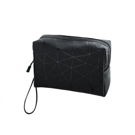 Diamond Pattern Makeup Bags Pouch PU Leather Cosmetic Bag Make Up Bags Makeup Brush Bags Travel Waterproof Toiletry Bags Vanity Bag Black