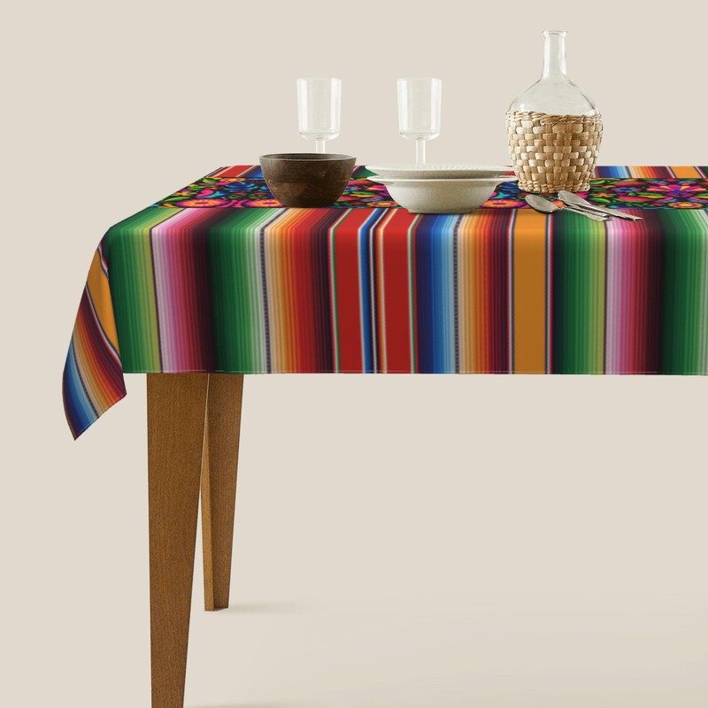 juniissl Mexico Serape Rectangle Tablecloth Washable 60x90 Inch Table Cover