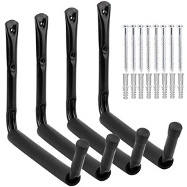 Yisunnan Heavy Duty Giant Garage Storage Hook Wall Mounted Utility Hanging Rack for Surfboard,Ladder,Kayak, 4 Pcs 13.2" Garage Storage Hook with EVA Protector