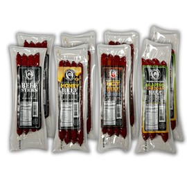 Bearded Butcher Beef Stick Variety Pack, 3.5oz (8-Pack) – 2 Packs Each of Original, Honey, Hot & Jalapeno Cheddar, 16g Protein per Pack, Try All Our Best Flavors, Gluten-Free, No MSG, 100% Real Beef