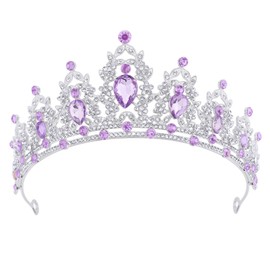 DRESHOW Birthday Crown for Women Birthday Crystal Rhinestone Tiara for Girls Decorations Hair Accessories Wedding Tiara Glitter Princess Crown Headbands for Party