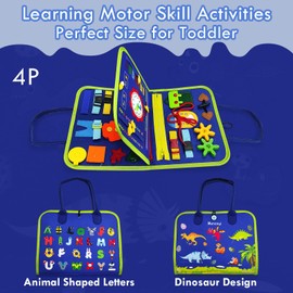 MONCOYI Busy Board Montessori Toys for 3+ Year Old Birthday Gifts, Developing Sensory Toy for Fine Motor Skills, Busy Book for Toddlers 3-5, Educational Travel Toys for Kids