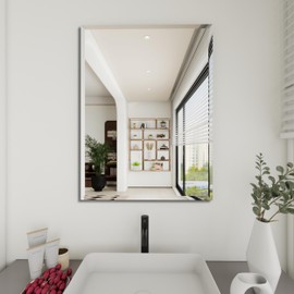 Mirrors for Bathroom Sink, 24X36 inch Square Frameless Mirror, frameless mirrors for bathroom, Suitable for Living Room Bedroom entryway Mantel Hallway Decoration, Hang Horizontally or Vertically