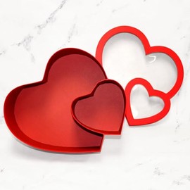 Creative Ideas 12" Inch Red Double Heart-Shaped Gift Boxe with Clear Window Lid, Set of 1, for decorative arrangements.