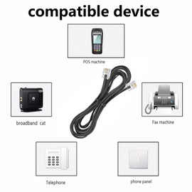 Yumiwoow Telephone landline Extension Cord Cable Cord with Standard RJ-11 6P4C Plug (6Ft -4Pack-Black)