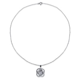 B. BRILLIANT Sterling Silver Moissanite Polished Love Knot Pendant Necklace