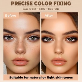 Colored CC Undereye Color Corrector for Dark Circles with 5pcs Brush, Conceal Dark Circles, Under Eye Concealer for Women (natural color, Large)