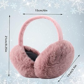 Vulevirtue Pack of 2 Women's Ear Warmers, Ear Muffs, Winter Plush Earmuffs, Foldable Furry Ear Warmers for Winter, Cold Protection, Headband, Ear Covers, Faux Fur Earmuffs for Women, black