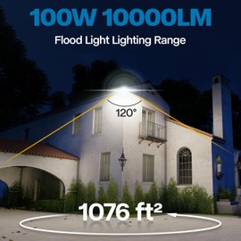 Leddictive 1 Pack LED Flood Lights Outdoor, 100W 10000LM Super Bright Floodlight Outside Work Light with 5.9FT Plug, IP65 Waterproof 6000K Outdoor LED Flood Light for Garage, Yard, Lawn, Garden