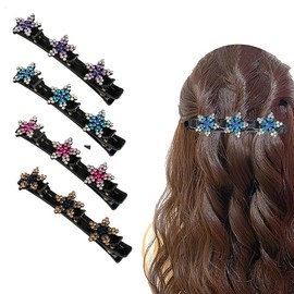Sparkling Crystal Stone Hair Clips, Crystal Flower Hair Clips, Elegant Hair Clips, Sparkling Rhinestone Hair Clips, Sparkling Hair Clips for Women and Girls (Pack of 4)