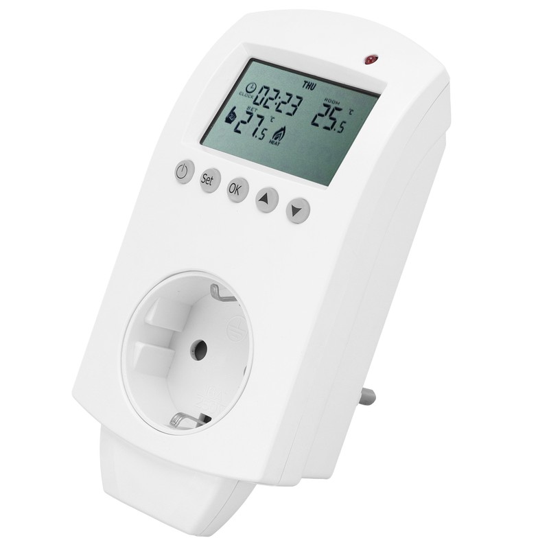 Plug‑in Thermostat LCD Programmable Heating Temperature Controller 16A
