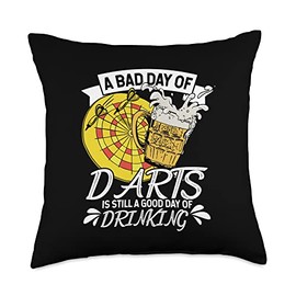 Darts Tournament Dart Flights Tips Player Darts Beer Drinking League Team Dartboard Throw Pillow, 18x18, Multicolor