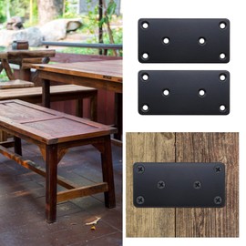 OTOTEC 10PCS Flat Straight Brace Brackets Mending Joining Flat Plate Repair Fixing Bracket Connector with Mounting Screws for Shelves Cabinet 100x49x2mm Black