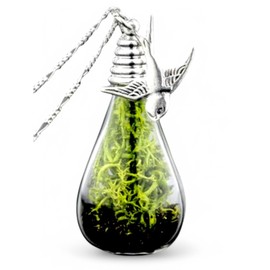 Silver Necklace Real Moss with Earth Pendant - 925 Sterling - 60 cm Necklace - Natural Jewellery