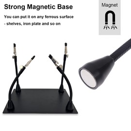 HZY Magnetic Helping Hands Third Hand Tool 2 Flexible Metal Arms Alligator Clips Strong Magnet Base for Automobile Electronics Soldering Jewelery Painting Art Crafts Hobby,15cm+30cm