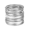 Manfnee Silver Bangle Bracelets for Women Multi Layer Stackable Textured