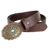 Susanna Southwestern Turquoise and Copper Buckle Genuine Leather Belt for