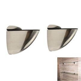 Metal Adjustable Wood/Glass Shelf Bracket Wall Mount 2 Pcs or One Pair, Brushed Nickel
