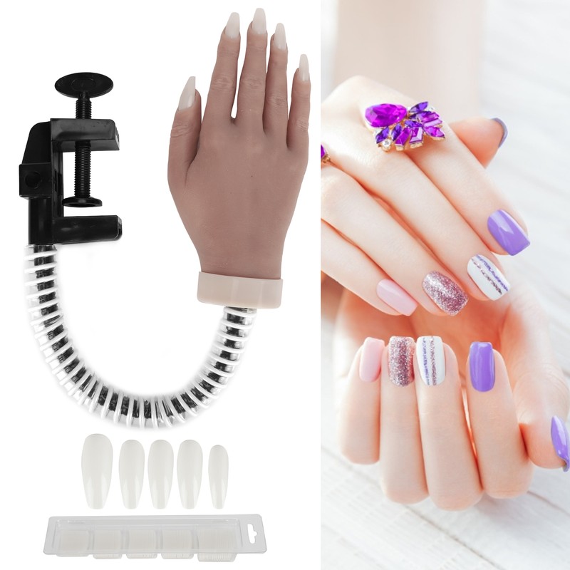 Nail Art Practice Hand Silicone Bendable Joints False Nail Tips