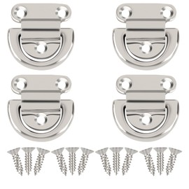 STIEEY Stainless Steel Truck Tie Down Anchors, Heavy Duty Folding D Ring Hooks with Screws, High Polished Surface Perfect for Truck Bed Upgrade