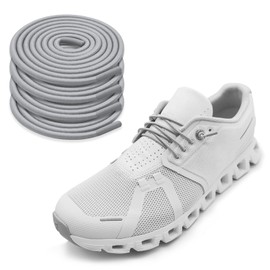 NDTEZUGT 2 Pairs 1/10" (2.5mm) Elastic Thin Shoe Laces, Stretch Round Shoelaces Shoe Strings Replacement for On Cloud Sneaker,Tieless No Tie Laces for Adults and Kids (Grey 03, 24''/60cm)