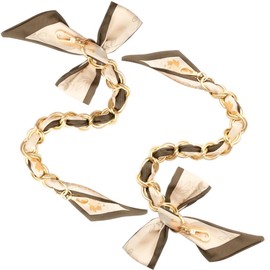 CABODYALS 2Pcs Gold Chain Replacement Purse Strap Bag Chain Straps with Bows Extender Brown Bowknot Metal Aluminum Handle with Alloy Clasps for Women Crafts Handbags Shoulder Crossbody Bag Accessories