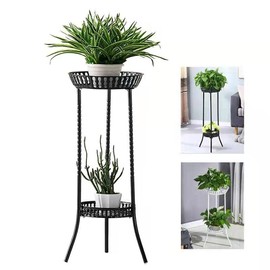 YANMENG Metal Iron High Plant Stand Indoor Outdoor, Sturdy Planter Stand, Corner Display Shelf, Weight Capacity 50 lbs(32in, Black)
