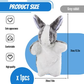 ACTOYS Hand Puppet Rabbit, Hand Puppets for Children, Easter Bunny, Hand Puppets, Hand Puppets for Adult Hands, Puppet Theatre (Grey Rabbit)