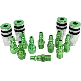 Colorfit by Milton Coupler & Plug Kit (A-Style) with Rubber Bumpers – 1/4" NPT Quick Connect Hose Fittings for Air Tools & Compressors - 14-Piece