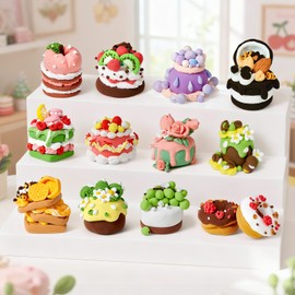 Air Dry Clay for Kids Modeling Clay Kit, 12 Box Model Magic Arts and Crafts for Kids with Tools & Tutorial, Non-Sticky, 4-12+ Years Girls Christmas Birthday Gift, Dessert Party Favors Classroom Prize