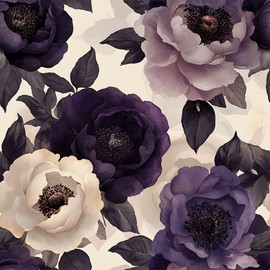 Elegant Blooming Vintage Floral Wallpaper Self Adhesive Peel and Stick Purple Vivid Watercolor Botanical Leaf Peony Contact Paper Removable Waterproof for Bedroom Renter friendly 17.71"x 236.2"