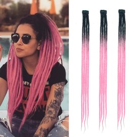 Dsoar Thin Dreadlock Extensions Clip In Dreads Handmade Dreads 3 Pieces Crochet Loc Extensions 24 Inches / 60 cm