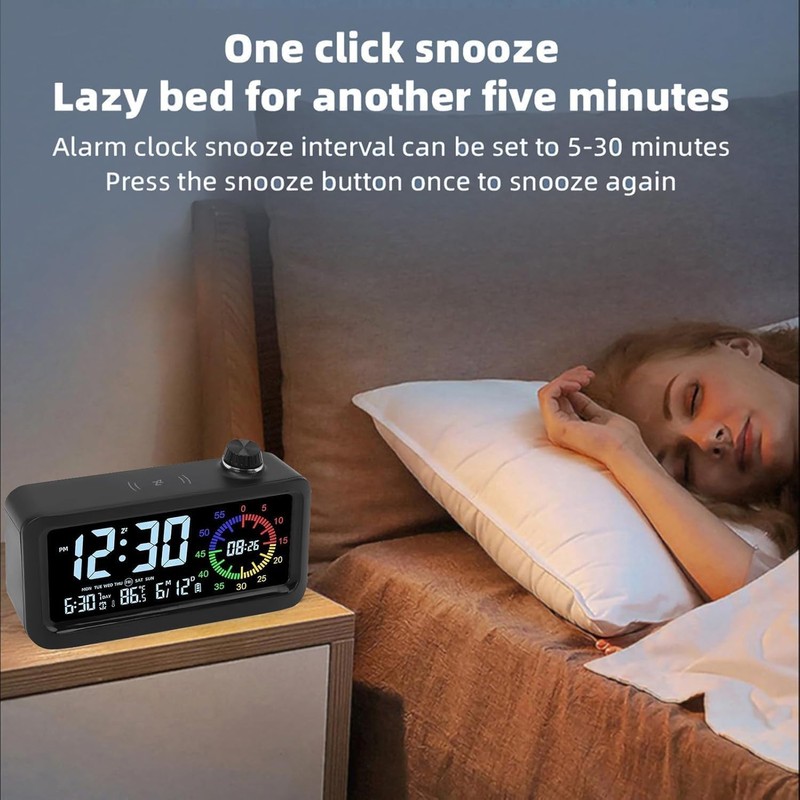 CCHKFEI Rechargeable Digital Alarm Clock with 60-Minute Timer, Dual LCD
